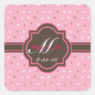 Monogram Pink & Chocolate Envelop Seal Stickers