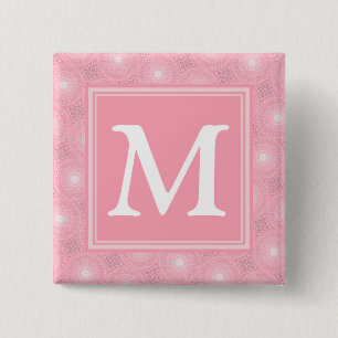 monogram pink circles 15 cm square badge