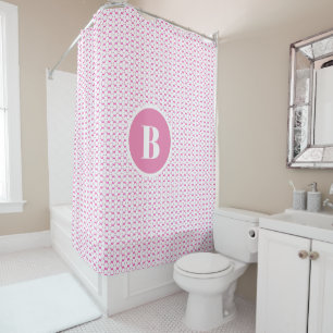 Monogram Pink Circles Baby Nursery Shower Curtain