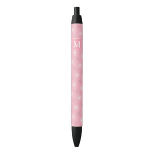 Monogram pink circles pattern black ink pen
