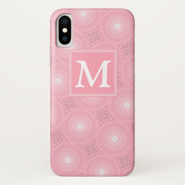 Monogram pink circles pattern Case-Mate iPhone case (Back)