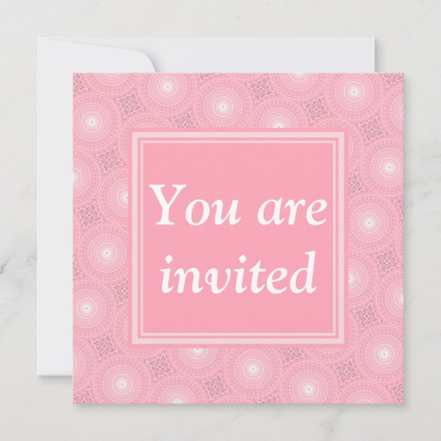 Monogram pink circles pattern invitation (Front)