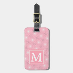 Monogram pink circles pattern luggage tag