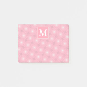 Monogram pink circles pattern post-it notes