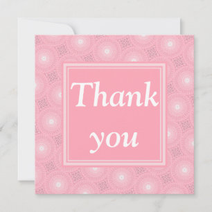 Monogram pink circles pattern thank you card