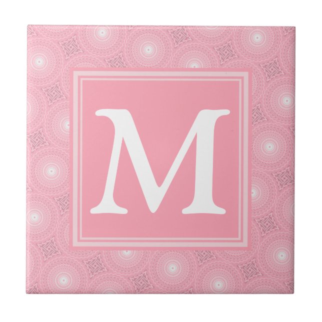 Monogram pink circles pattern tile (Front)