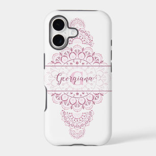 Monogram Pink Confetti Lace Ornamental Mandala