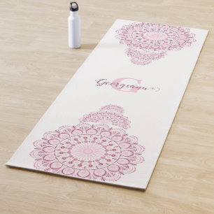 Monogram Pink Confetti Lace Ornamental Mandala Yoga Mat