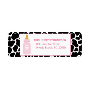 Monogram Pink Cowprint Milk a Holic Address Label