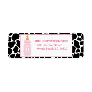 Monogram Pink Cowprint Milk a Holic Address Label