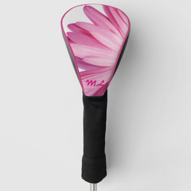 Monogram Pink Daisy Petals - Super Cute  Golf Head Cover (Front)