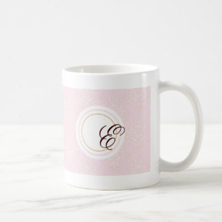 Monogram Pink Damask Coffee Mug