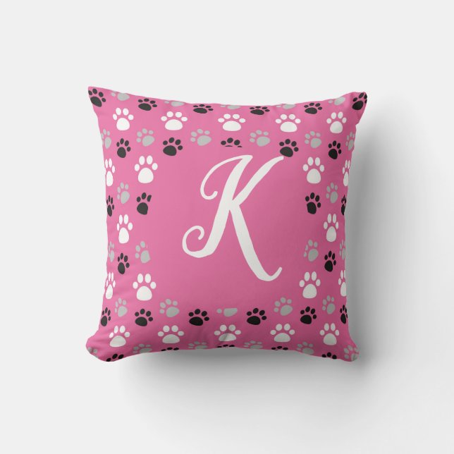  Monogram Pink Dog Paws  Cushion (Front)