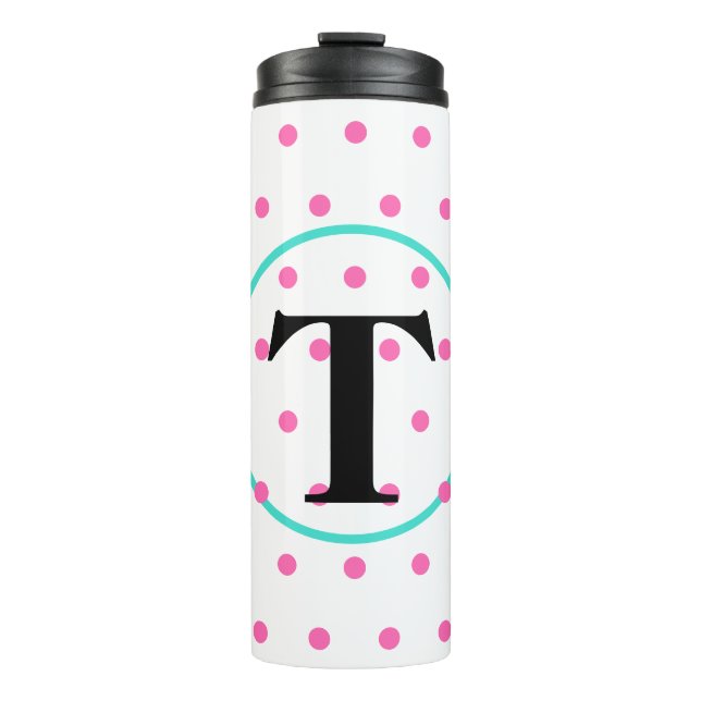 Monogram Pink Dots Thermal Tumbler (Front)