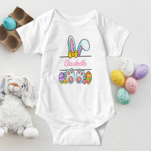 Monogram Pink Easter Bunny Baby Girl's Easter Bodysuit