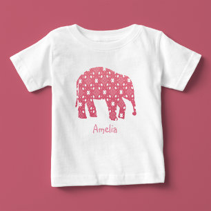 Monogram Pink Elephant Baby T-Shirt