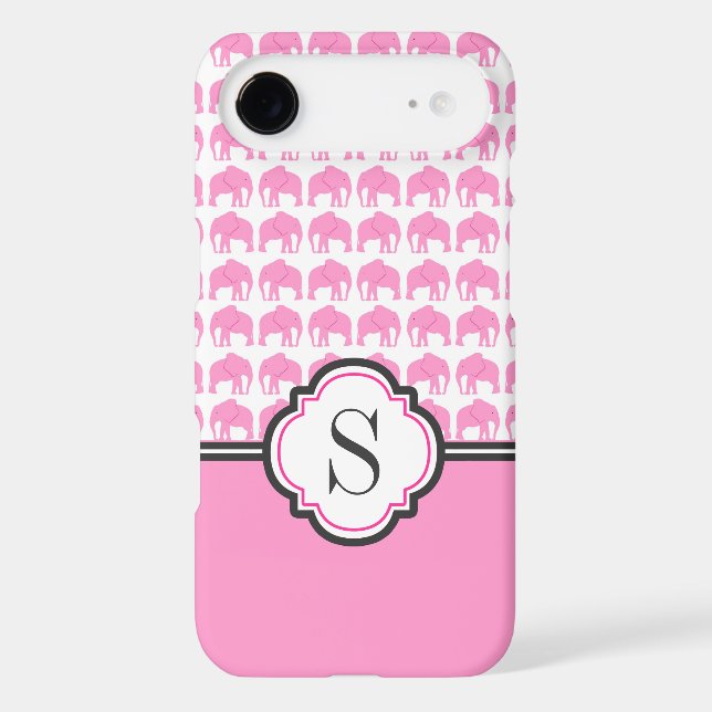 Monogram Pink Elephant Pattern Phone Case (Back)