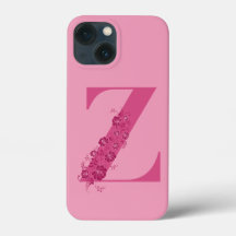 Monogram Pink Floral Letter Z iPhone Case