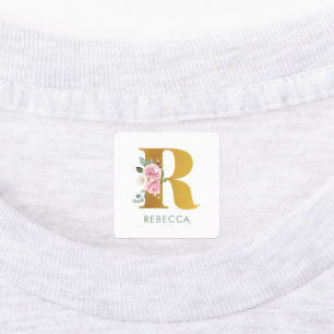 Monogram Pink Floral Name Iron On Clothing