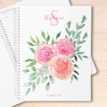 Monogram Pink  Floral Planner<br><div class="desc">This pretty floral planner is decorated with a watercolor bouquet of roses and foliage in shades of pink,  coral,  and green. 
Easily customisable.
Original Watercolor © Michele Davies.</div>