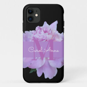 Monogram Pink Flower Classic Black iPhone 11 Case