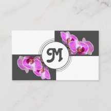 Monogram pink flower florist elegant white tiles
