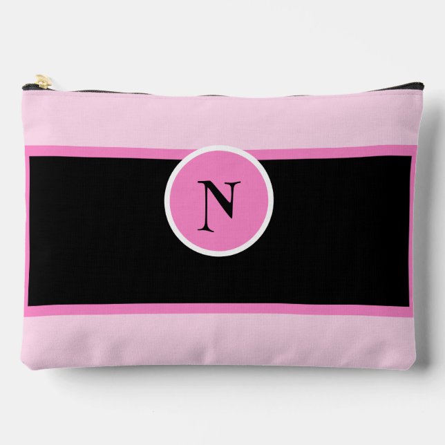  Monogram Pink Girly Pretty Custom  Accessory Pouch (Front)