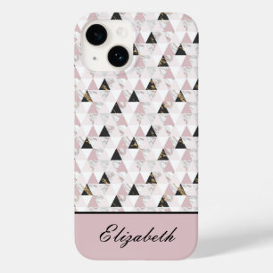 Monogram Pink Gold Black White Marble Geometric   Case-Mate iPhone 14 Case
