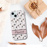 Monogram Pink Gold Black White Marble Geometric  iPhone 15 Case<br><div class="desc">Monogram this pink,  gold,  white and black geometric design iPhone case with your name or initials.</div>