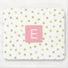 Monogram Pink Gold Faux Foil Dot Pattern Girly