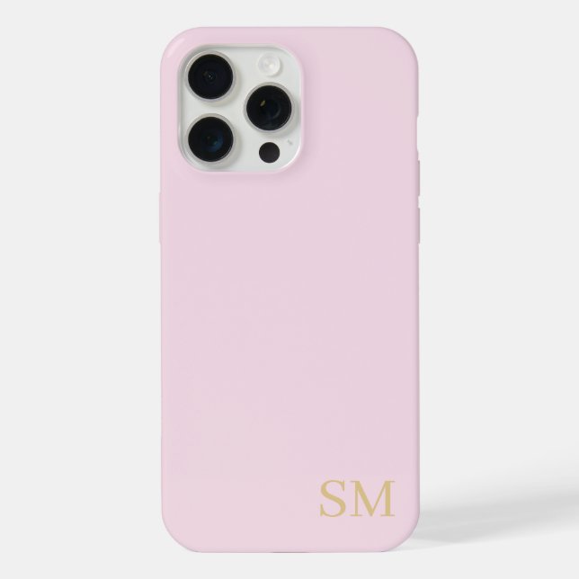 Monogram Pink Gold Minimalist Initials iPhone Case (Back)