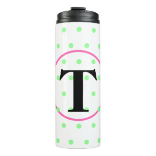 Monogram Pink Green Dots Thermal Tumbler