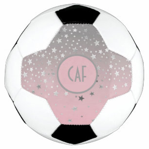 Monogram Pink Grey Stars Ombre Trendy Chic Football