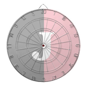 Monogram Pink Grey White Girly House Party Dartboard