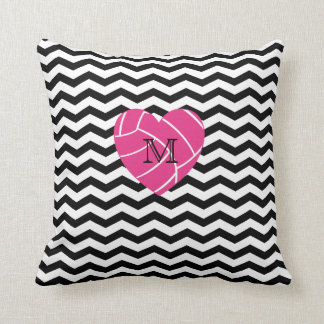 Monogram Pink Heart Volleyball Pillow