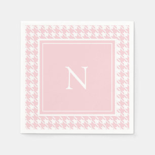 Monogram Pink Houndstooth Check Napkin