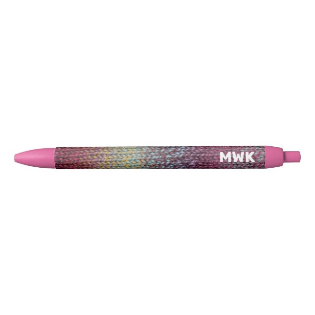 Monogram Pink Knitting Black Ink Pen (Front)