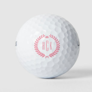 Monogram Pink Laurel Wreath Golf Balls