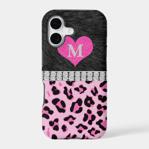 Monogram, Pink Leopard print, iPhone 5 Case