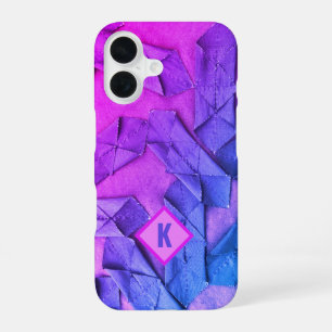 Monogram pink magenta purple blue ombre abstract iPhone 16 case