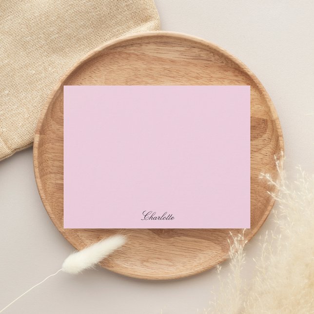 Monogram Pink Minimalist Modern Script Custom Card (Pink Monogram Script Modern Note Card)
