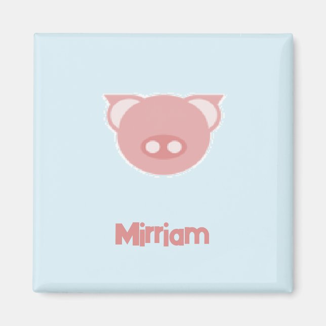 Monogram pink piglet on blue magnet (Front)