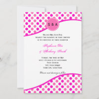 Monogram Pink Polka Dot Pattern Wedding