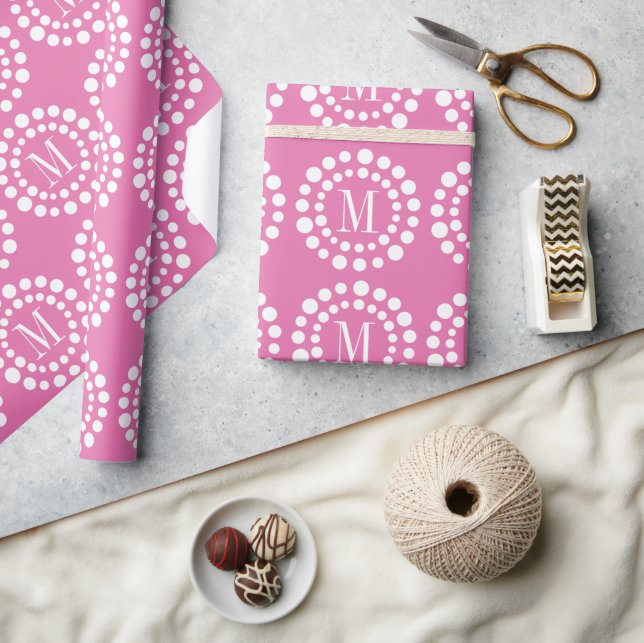 Monogram Pink - Polka Dots Wrapping Paper (Crafts)