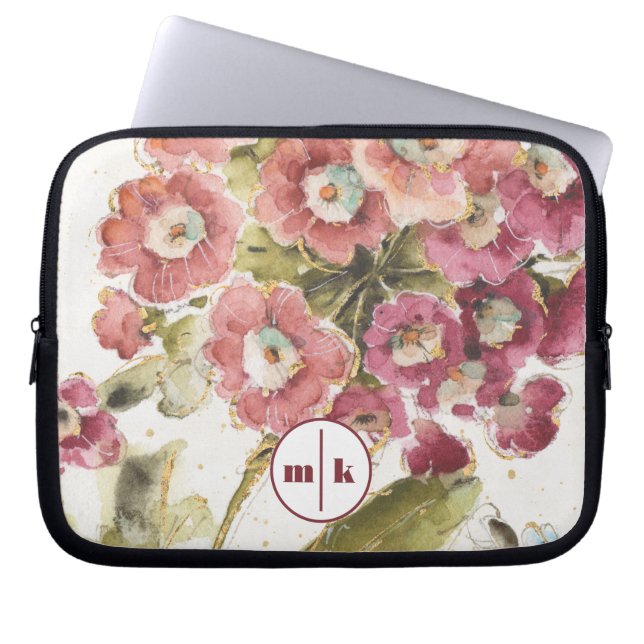 Monogram | Pink Primrose Laptop Sleeve (Front)