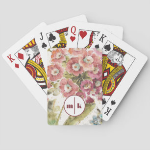 Monogram Pink Primrose Playing Cards