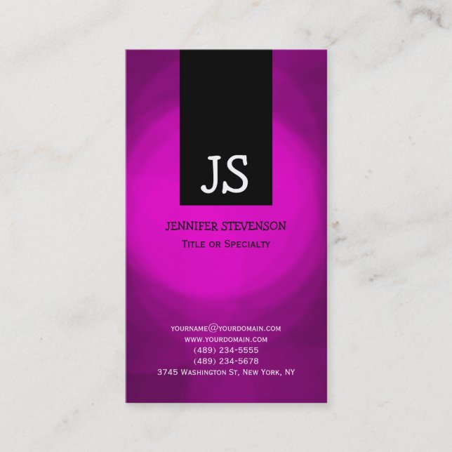 Monogram Pink Purple Consultant Business Card (Front)