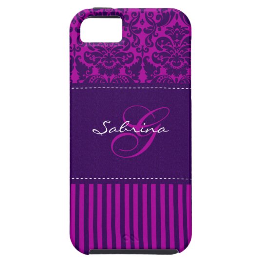 Monogram Pink, Purple Damask Stripe iPhone 5 Vibe iPhone 5 Case