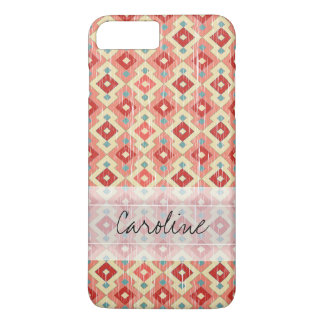 Monogram Pink Red Geo Tribal Ikat Diamond Pattern iPhone 8 Plus/7 Plus Case