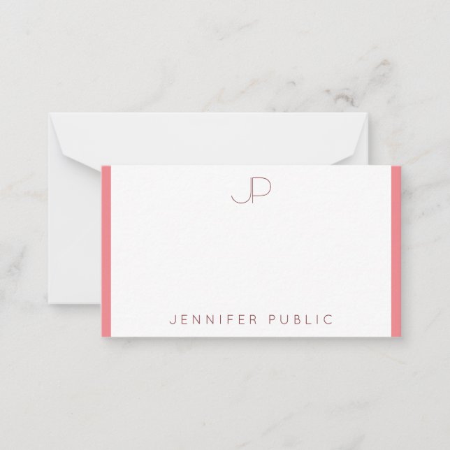 Monogram Pink Red Minimalist Template Elegant (Front)